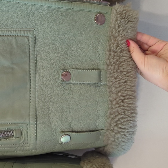The Arrivals Moya Leather Coat Sage Green L - Picture 5 of 10